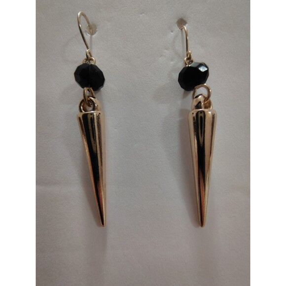 Jewelry - New Francesca’s Gold Tone & Black Drop Dangle 2” Pierced Earrings